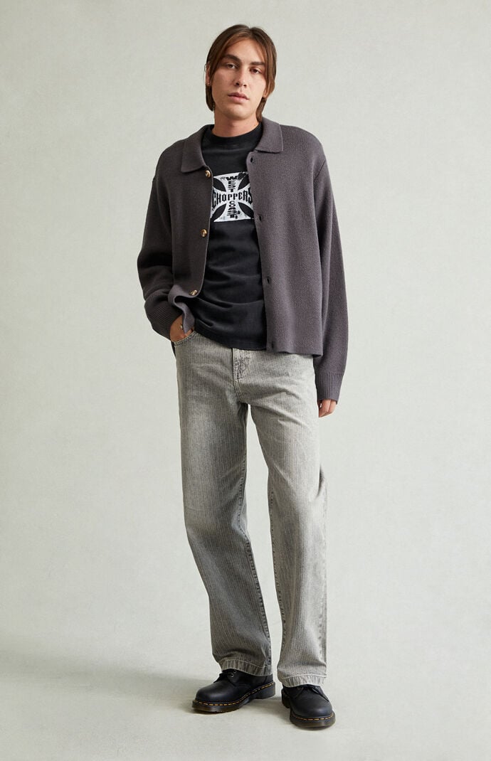 Pacsun Dylan Baggy Jeans Tonal Stripe Gray