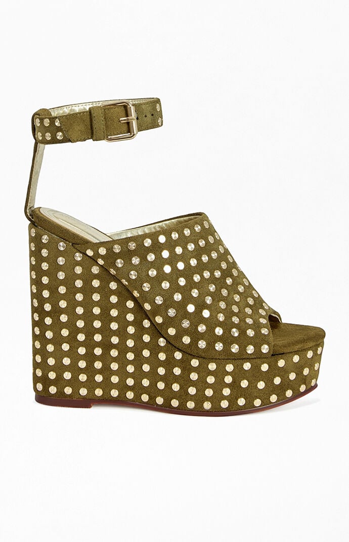 AZALEA WANG Women's Mirova Olive Wedge Sandals
