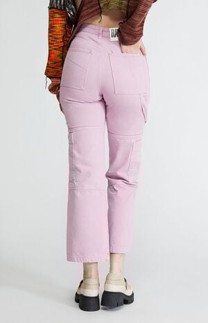 Pink High Waisted Combat Jeans image number 3