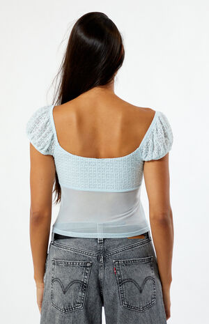 Sweetheart Cinched Mesh Top image number 4