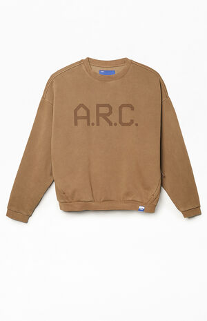 Brown Vintage Wash Heavyweight Fleece Crew Neck Sweatshirt image number 1