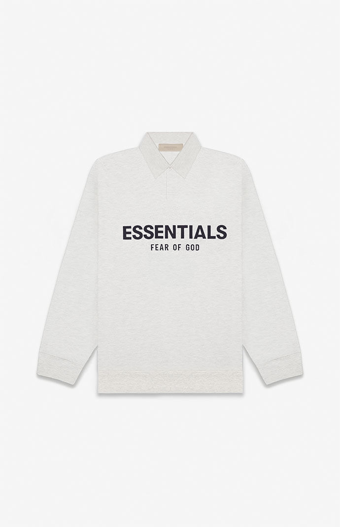 피어오브갓 에센셜 키즈 스웻셔츠 Fear Of God Essentials Kids Light Oatmeal Long Sleeve Polo Sweatshirt