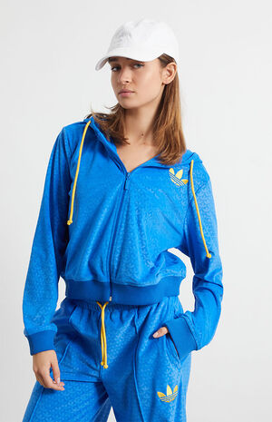 Recycled Adicolor Heritage Now Velour Zip Up Hoodie image number 1