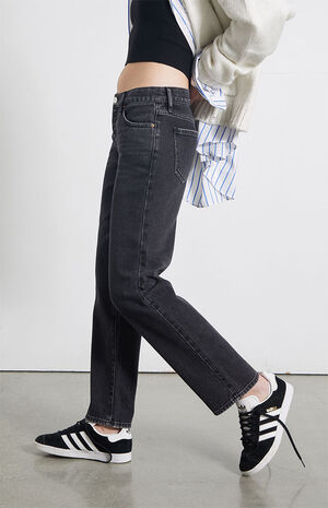 Black Low Rise Straight Leg Jeans image number 3