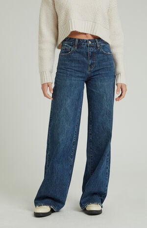 Jessie Dark Indigo High Waisted Baggy Jeans image number 1
