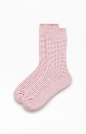Cozy Waffle Knit Crew Socks image number 1