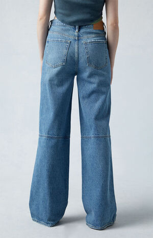Eco Medium Indigo Paneled Mid Rise Baggy Jeans image number 4