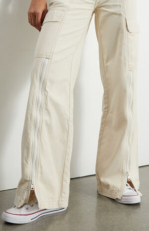 Bone Zipper Low Rise Puddle Pants image number 3
