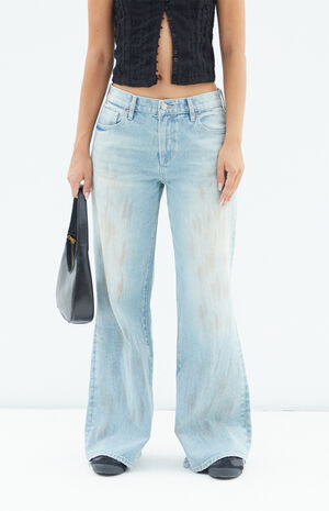 Lena Low Rise Super Baggy Jeans Light Indigo Stained image number 3