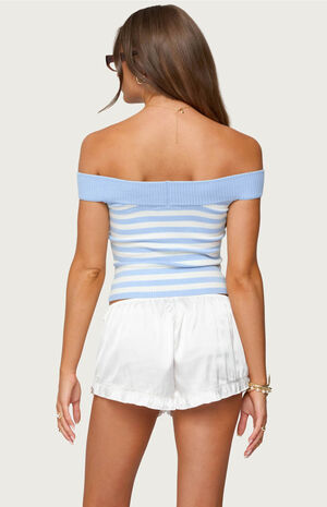 Deni Off Shoulder Striped Knit Top image number 3