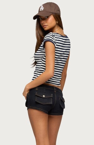 Laia Striped V Neck T-Shirt image number 3