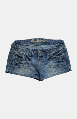 2000s Y2K Dark Indigo Low Rise Micro Jean Shorts image number 1