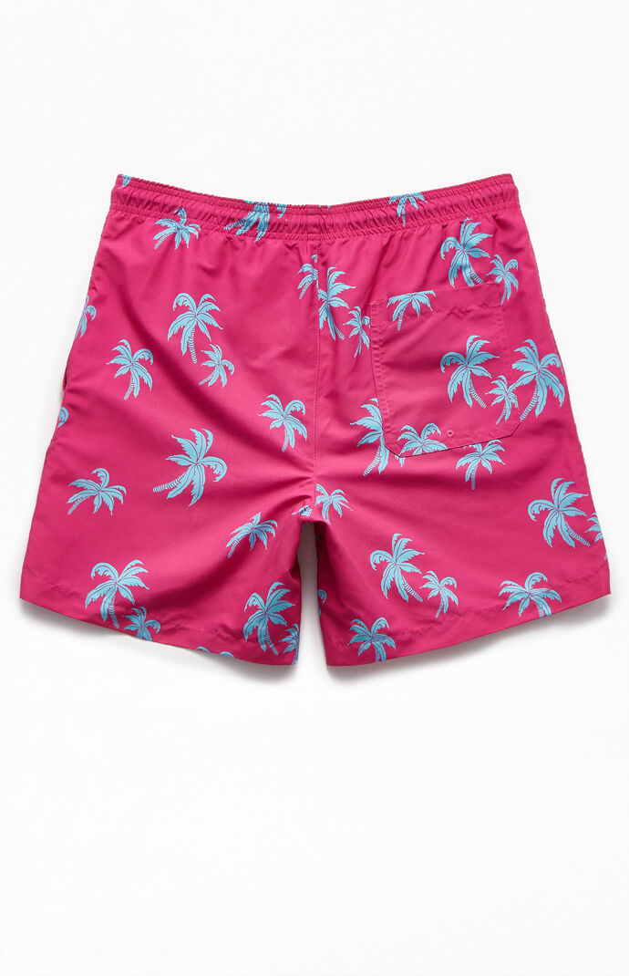 Palm Print 16.5" Swim Trunks