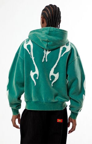 Abstract Raw Applique Cropped Full Zip Hoodie image number 4