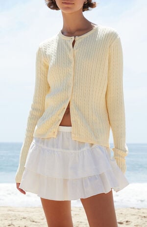 Yellow Zoe Cable Knit Cardigan image number 1