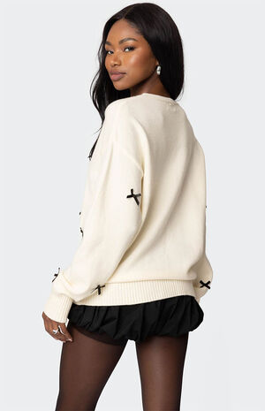 Satin Bow Oversized Sweater image number 5