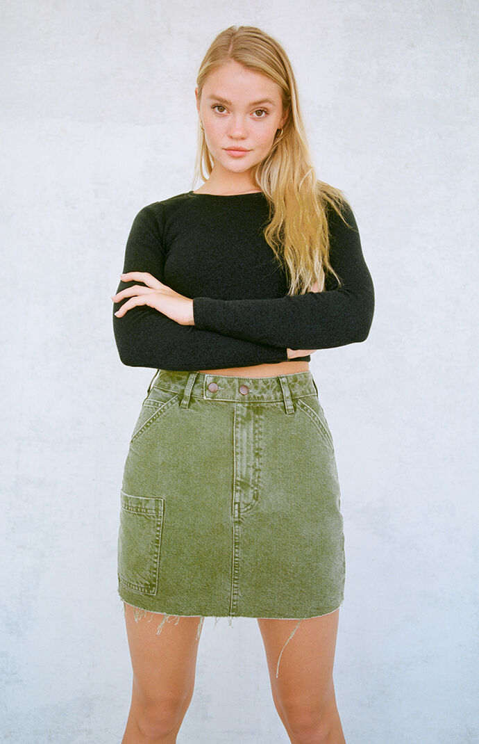 green cargo mini skirt