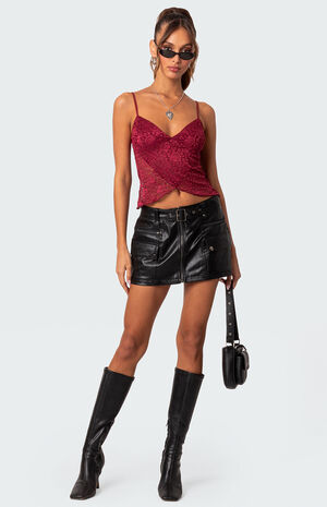 Faux Leather Cargo Mini Skirt image number 3
