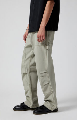 Olive Reinforced Knee Panels Baggy Carpenter Pants image number 3