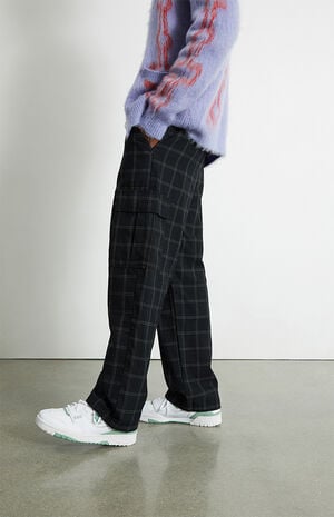 Plaid Loose Cotton Cargo Pants image number 3
