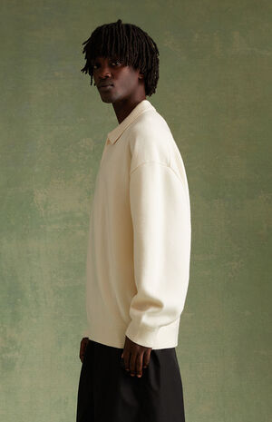 Cloud Dancer Knit Polo Sweater image number 3