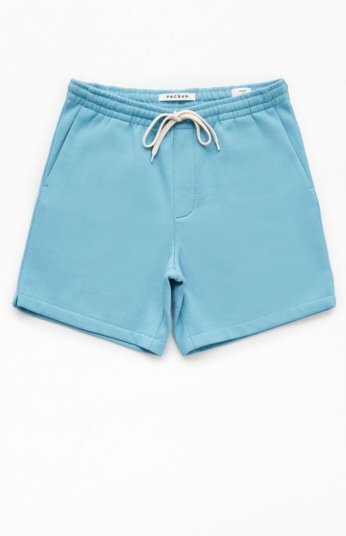 Blue Fleece Drawstring Volleyball Shorts