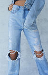 Light Blue Distressed '90s Boyfriend Jeans Light Blue Distressed '90s Boyfriend Jeans image number null