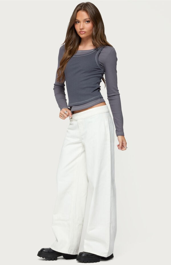 Edikted Zane Contrast Layered Long Sleeve Top