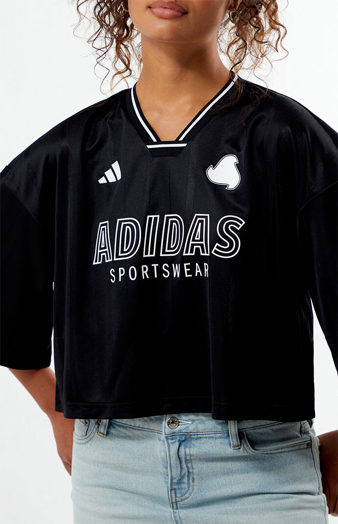 adidas Black Tiro Q2 Oversized Cropped T-Shirt | PacSun