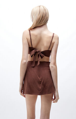Tie Back Linen Mini Skort Dress image number 4