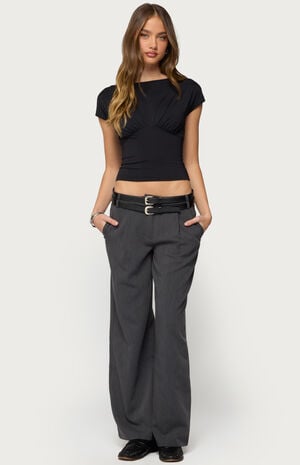 Andy Double Belt Straight Leg Tailored Pants image number 4