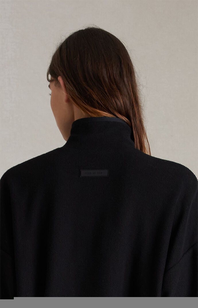 Fear of God Essentials Women's Jet Black Reverse Fleece Half Zip