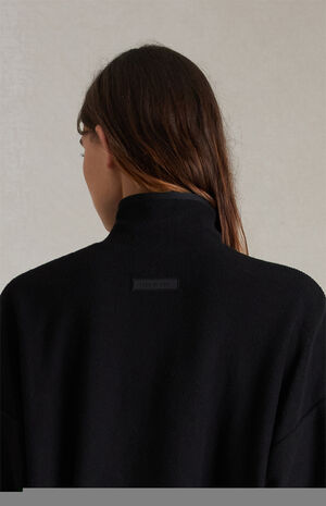 Women's Jet Black Reverse Fleece Half Zip Mock Neck Sweatshirt image number 5