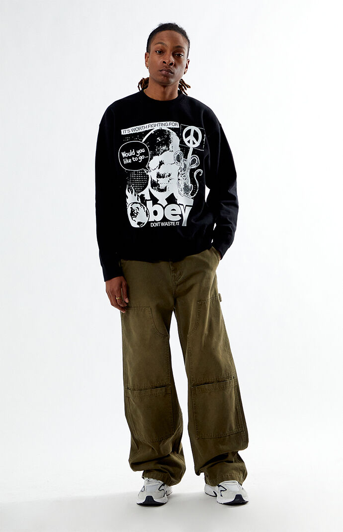 Obey Don't Waste It Crew Neck Sweatshirt | PacSun
