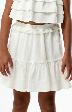 White Linen&nbsp;Ruffle&nbsp;Skirt image number 2
