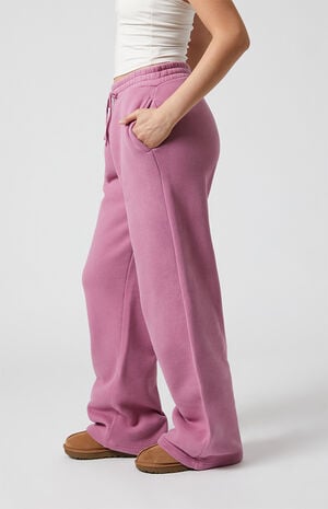 Solid Fleece Baggy Sweatpants image number 4