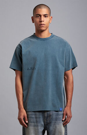 Blue Vintage Wash Heavyweight Oversized T-Shirt image number 2