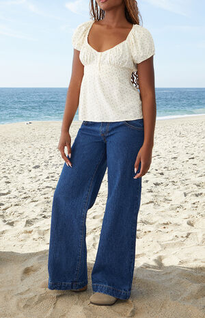 White & Pink Floral Blair Short Sleeve Top image number 4