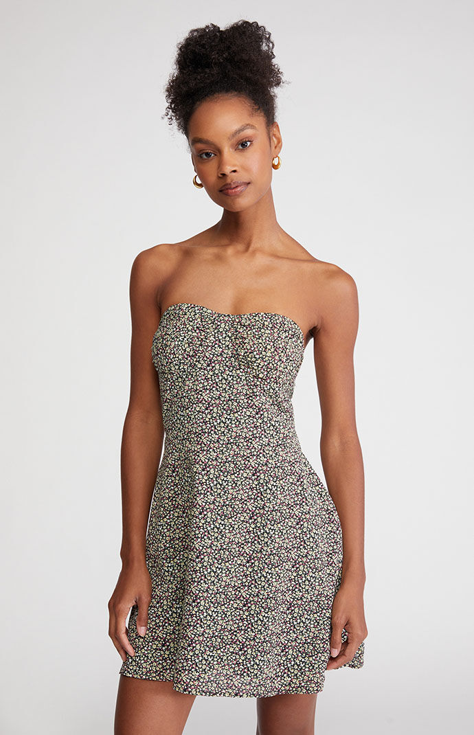 bandeau fit and flare dress