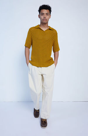 Yellow Oliver Crochet Polo Sweater image number 4