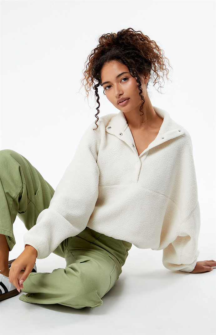 Pacsun Ski Half Snap Cropped Sweatshirt | PacSun