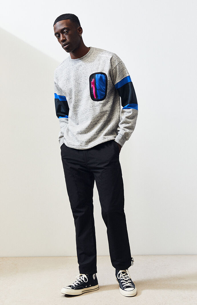 Mixed Media Ripstop Crew Neck Sweatshirt