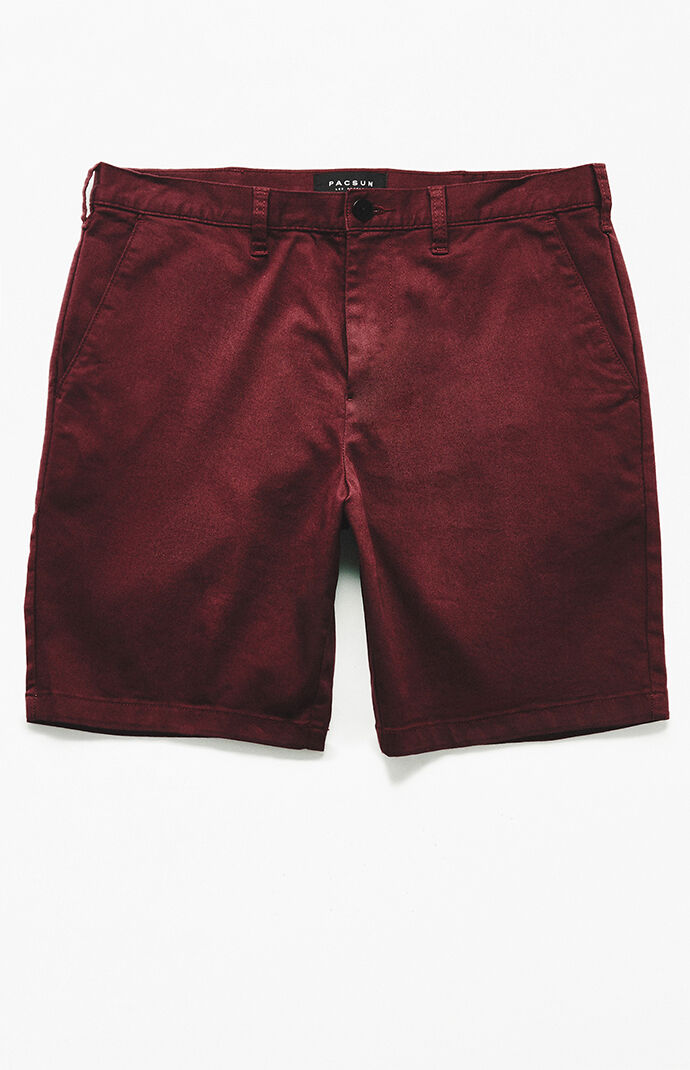 Burgundy Slim Fit Chino Shorts