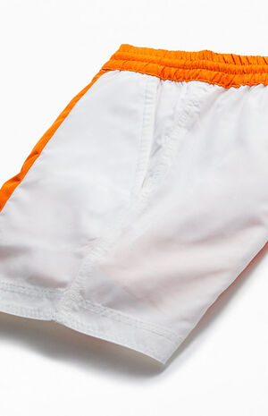 Orange & White Color Block 15" Swim Trunks image number 4