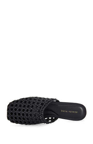 Women's Kismet Black Woven Flat Mules image number 4