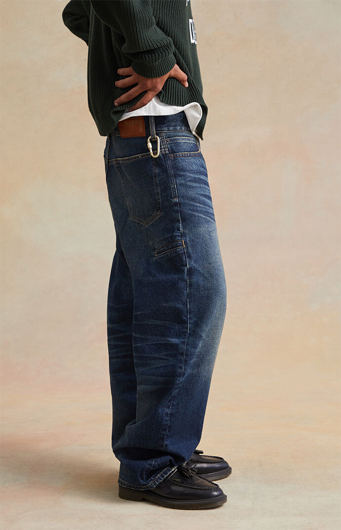 RARE DNM EDIT Dark Indigo Distressed Baggy Jeans | Pacsun
