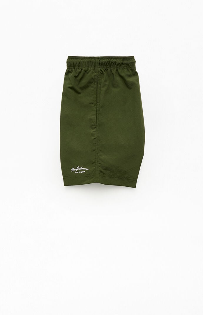 Pacsun Green Collegiate Solid 7" Swim Trunks