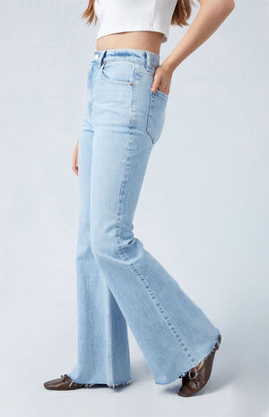 Eco Stretch Light Indigo High Waisted Flare Jeans image number 3