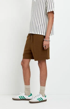 Brown&nbsp;Linen&nbsp;Shorts image number 3