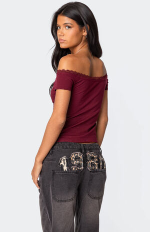 Xoe Off Shoulder Lace Trim Top image number 5